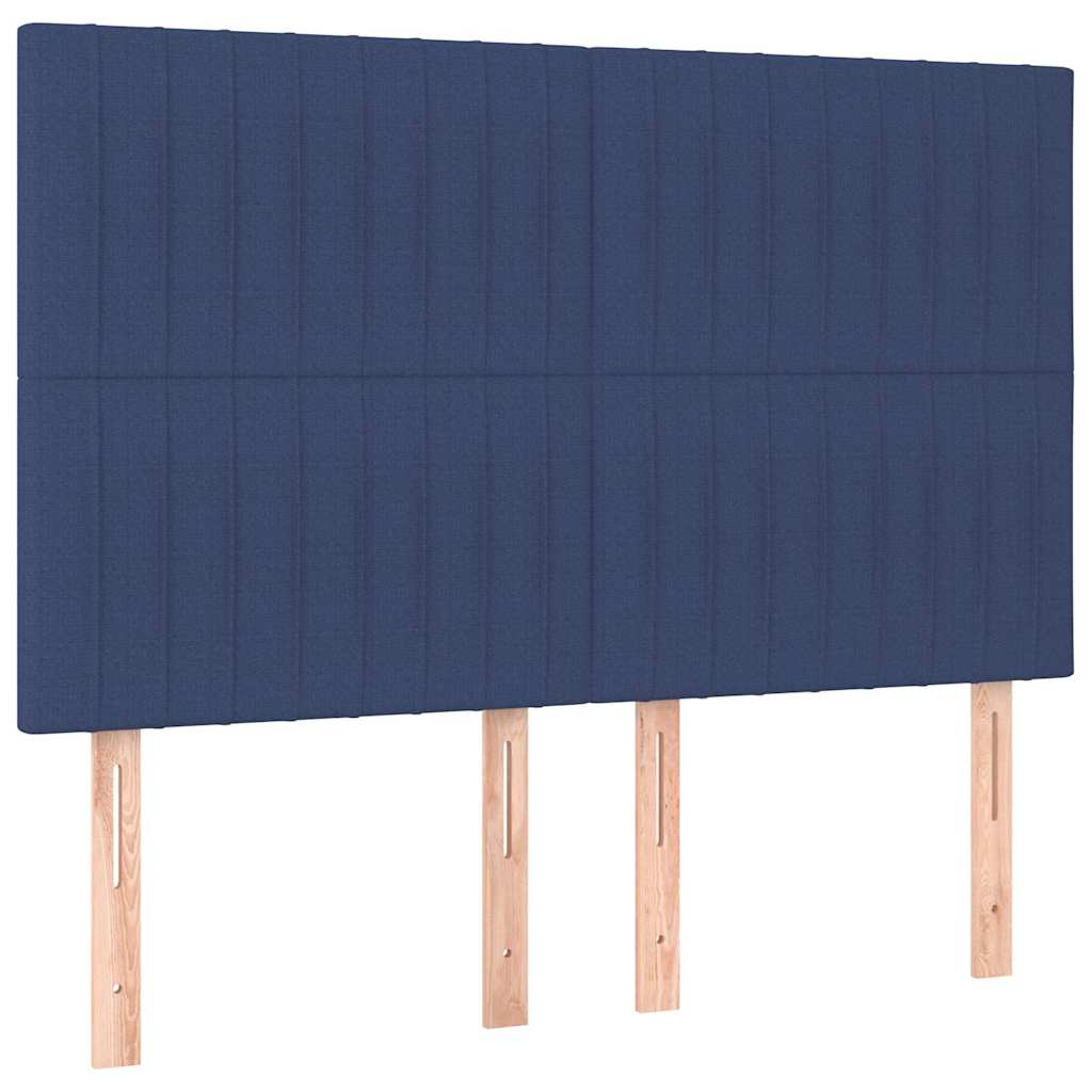 vidaXL Hoofdbord LED 144x5x118/128 cm stof blauw, foto 4