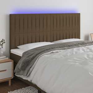 Čelo postele s LED tmavě hnědé 160x5x118/128 cm textil - obrázek 1