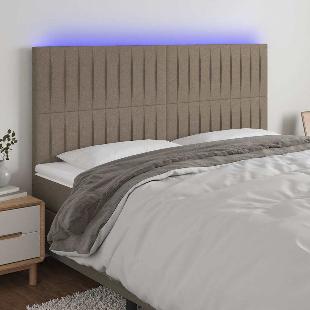 Sengegavl Med LED-lys Stof - Gråbrun / 160 X 5 x 118/128 cm