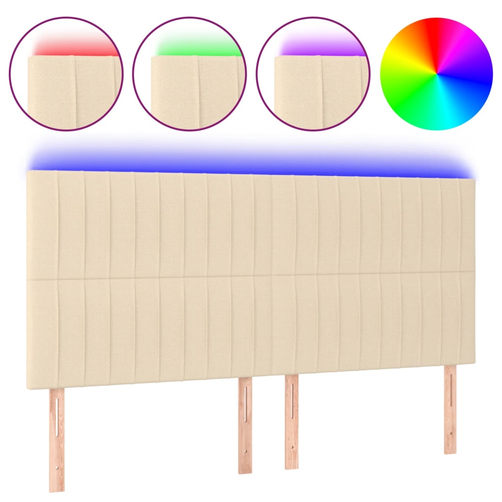 vidaXL Čelo postele s LED krémové 160x5x118/128 cm textil