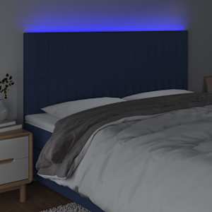 Čelo postele s LED modré 160x5x118/128 cm textil - obrázek 3