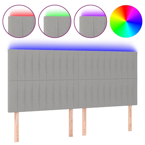 vidaXL LED-voodipeats, helehall, 180x5x118/128 cm, kangas
