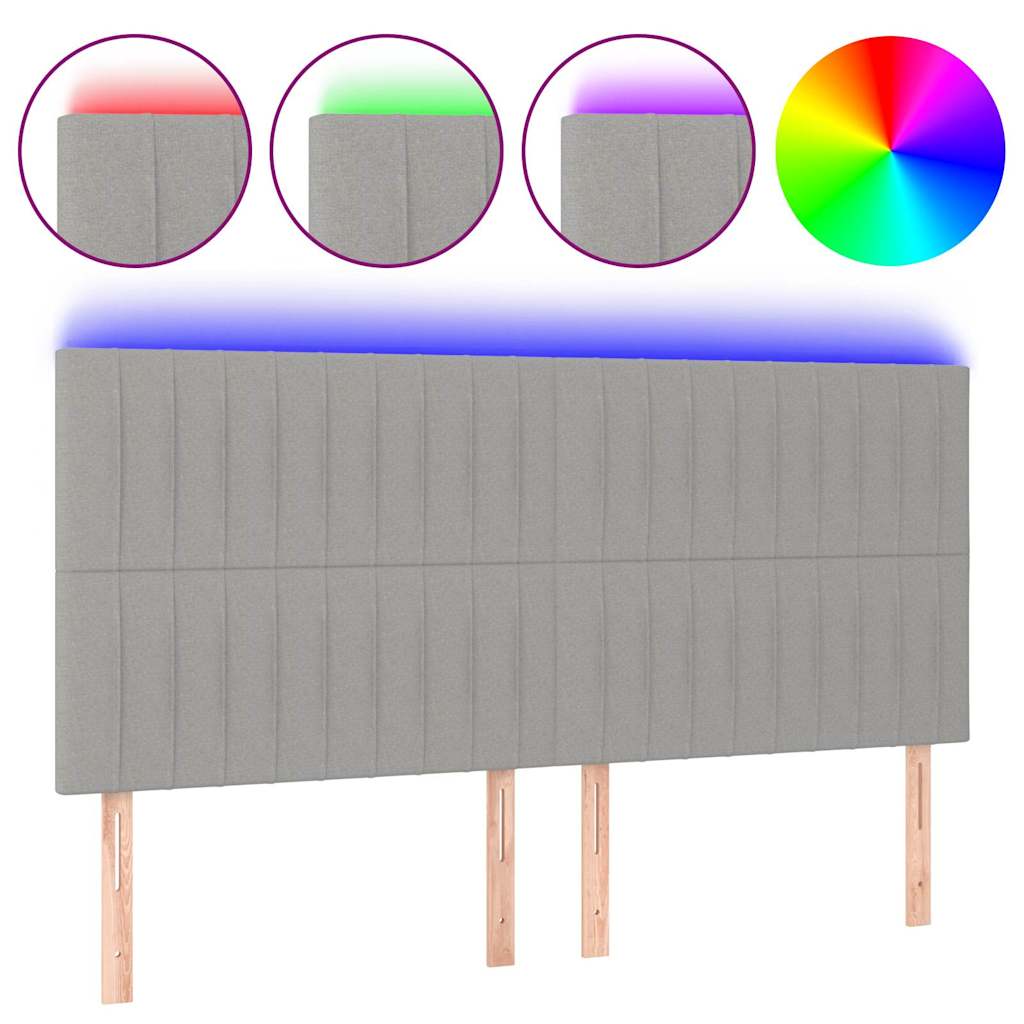 vidaXL Hoofdbord LED 180x5x118/128 cm stof lichtgrijs grijs, foto 3