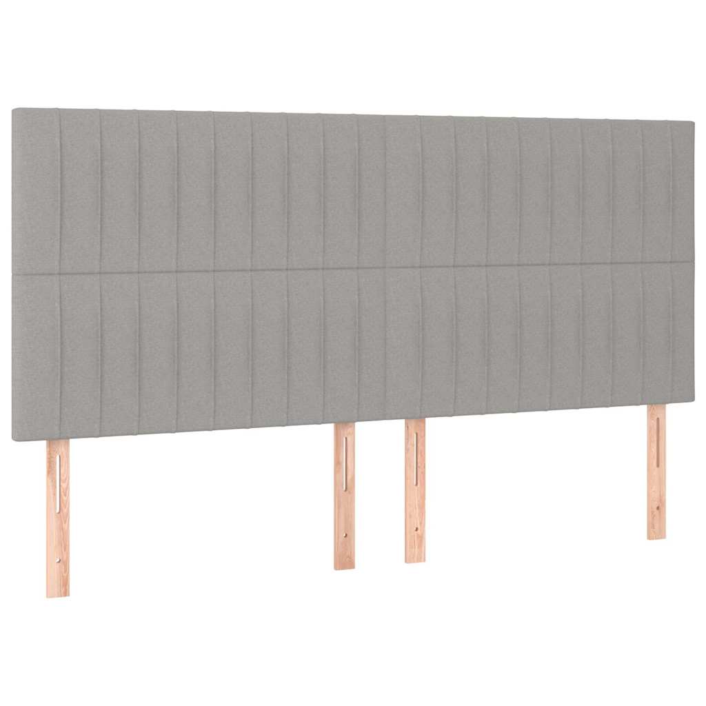 vidaXL Hoofdbord LED 180x5x118/128 cm stof lichtgrijs grijs, foto 4
