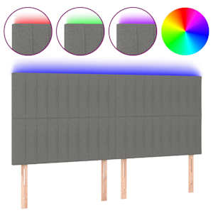 vidaXL LED-voodipeats, tumehall, 180x5x118/128 cm, kangas