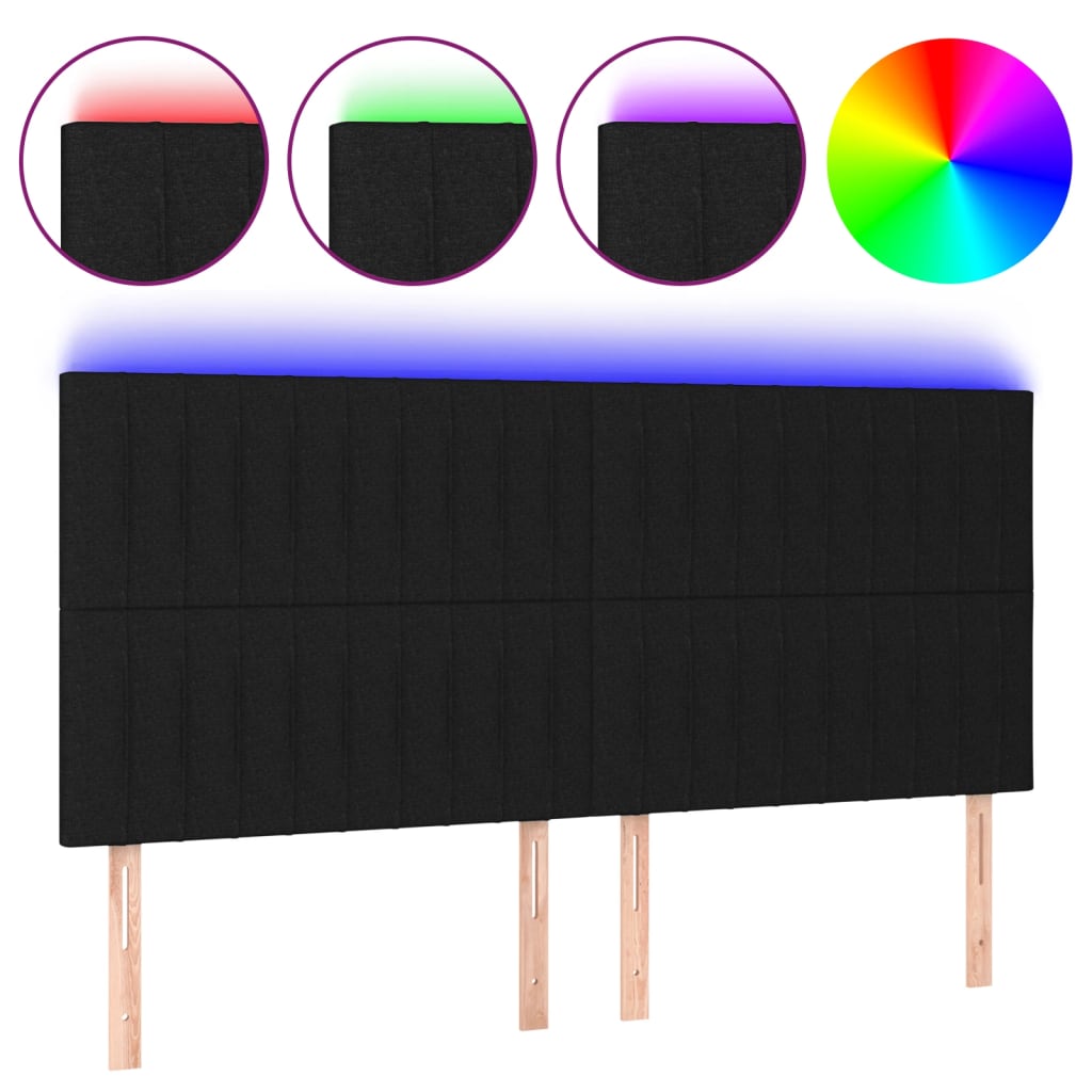 vidaXL Čelo postele s LED černé 180x5x118/128 cm textil