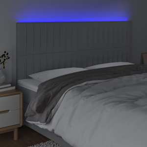 Čelo postele s LED světle šedé 200x5x118/128 cm textil - obrázek 3