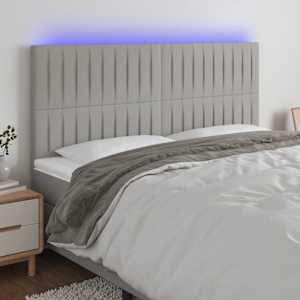 Čelo postele s LED světle šedé 200x5x118/128 cm textil - obrázek 1