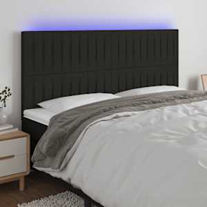 Čelo postele s LED černé 200x5x118/128 cm textil - obrázek 1