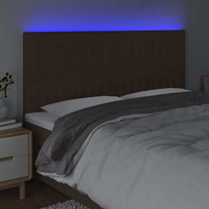 Čelo postele s LED tmavě hnědá 200x5x118/128 cm textil - obrázek 3