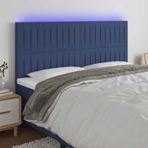 Čelo postele s LED modrá 200x5x118/128 cm textil - obrázek 1