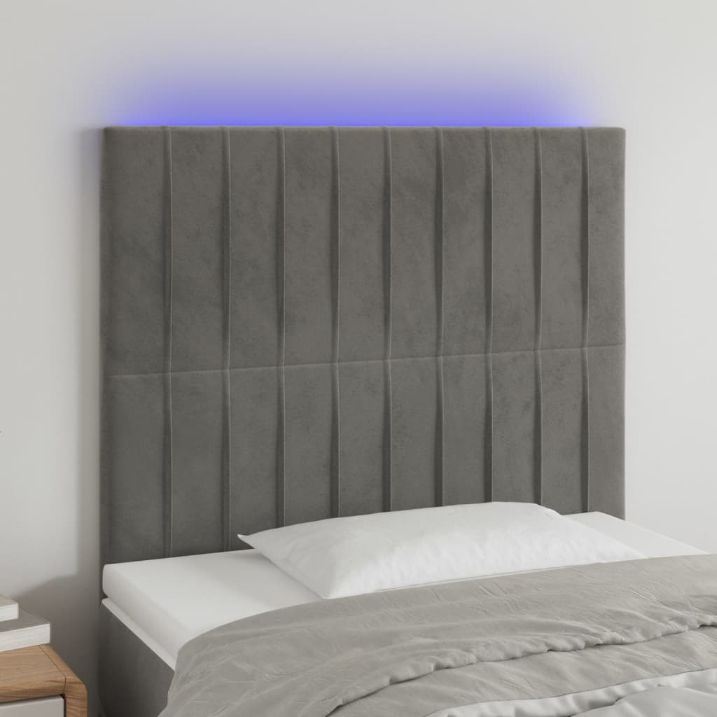 Tête de lit à LED Gris clair 80x5x118/128 cm Velours