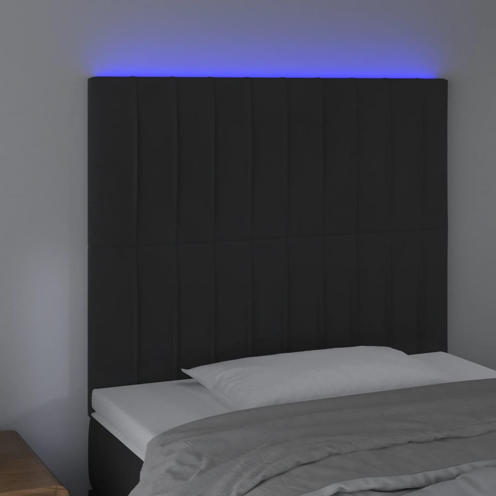 vidaXL Hoofdbord LED 80x5x118/128 cm fluweel zwart afbeelding