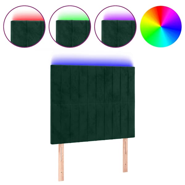 vidaXL LED-voodipeats, tumeroheline, 80x5x118/128 cm, samet