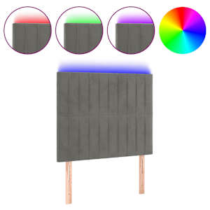 vidaXL LED-voodipeats, helehall, 90x5x118/128 cm, samet