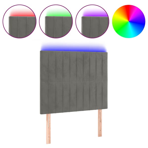 vidaXL LED-voodipeats, helehall, 90x5x118/128 cm, samet