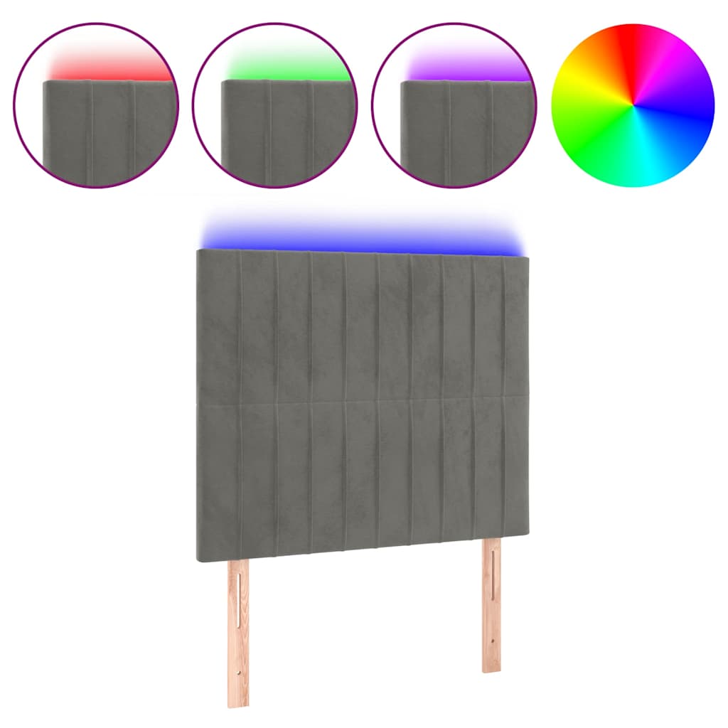 vidaXL Hoofdbord LED 90x5x118/128 cm fluweel lichtgrijs grijs, foto 3