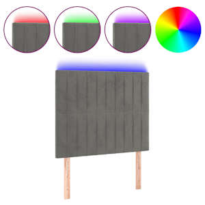 Čelo postele s LED světle šedé 90x5x118/128 cm samet - obrázek 2