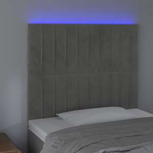 Čelo postele s LED světle šedé 90x5x118/128 cm samet - obrázek 3
