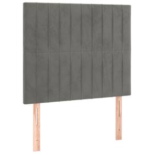 Čelo postele s LED světle šedé 90x5x118/128 cm samet - obrázek 4