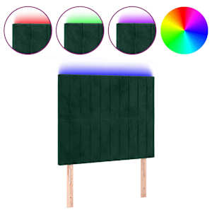 vidaXL LED-voodipeats, tumeroheline, 90x5x118/128 cm, samet