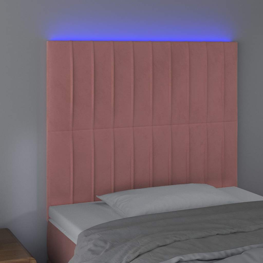 vidaXL Hoofdbord LED 90x5x118/128 cm fluweel roze, foto 2