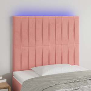Čelo postele s LED růžové 100x5x118/128 cm samet - obrázek 1