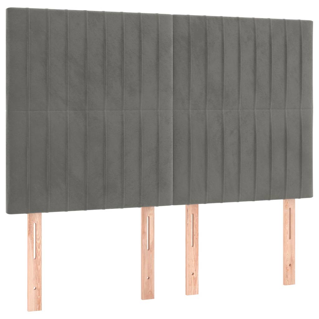 vidaXL Hoofdbord LED 144x5x118/128 cm fluweel lichtgrijs grijs, foto 4
