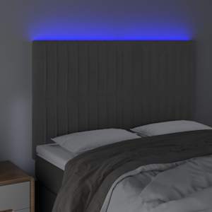 Čelo postele s LED tmavě šedé 144x5x118/128 cm samet - obrázek 3