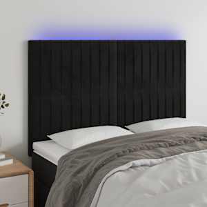 Čelo postele s LED černé 144x5x118/128 cm samet - obrázek 1