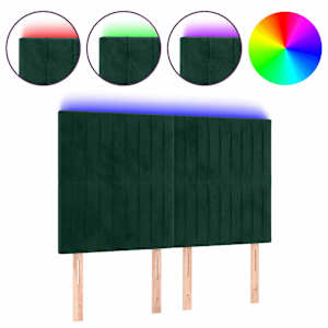 vidaXL LED-voodipeats, tumeroheline, 144x5x118/128 cm, samet
