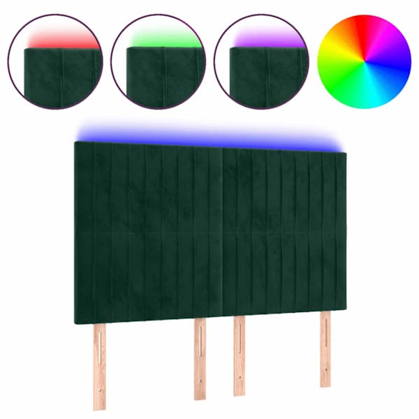 vidaXL LED-voodipeats, tumeroheline, 144x5x118/128 cm, samet