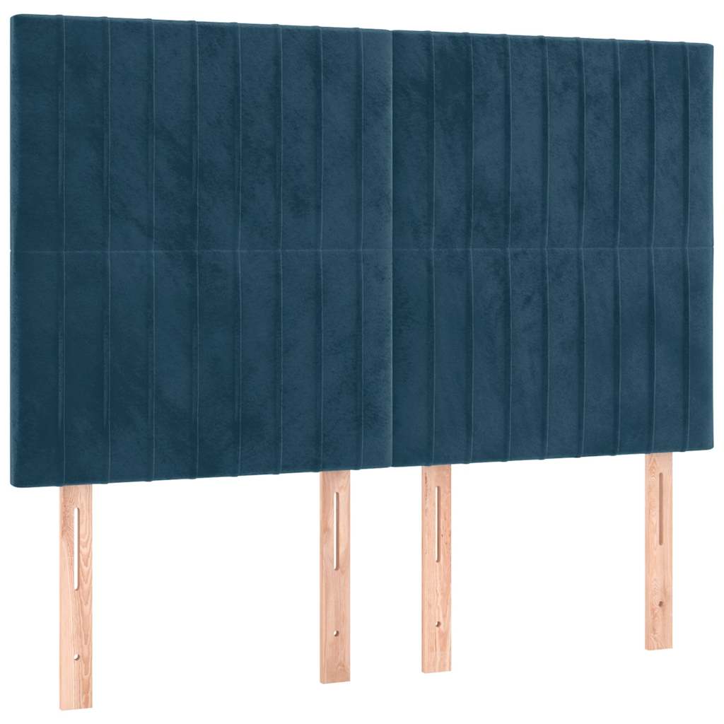 vidaXL Hoofdbord LED 144x5x118/128 cm fluweel donkerblauw blauw, foto 4