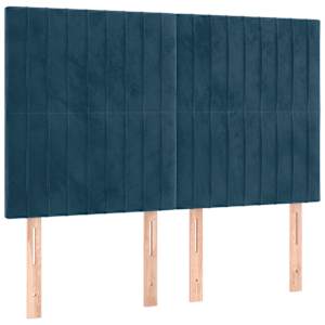 Čelo postele s LED tmavě modré 144x5x118/128 cm samet - obrázek 4