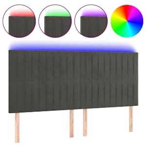 Čelo postele s LED tmavě šedé 160x5x118/128 cm samet - obrázek 2