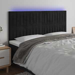 LED posteljno vzglavje črno 160x5x118/128 cm žamet