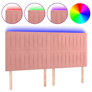 vidaXL LED-voodipeats, roosa, 160x5x118/128 cm, samet