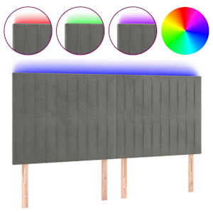 vidaXL LED-voodipeats, helehall, 180x5x118/128 cm, samet