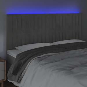 Čelo postele s LED světle šedé 180x5x118/128 cm samet - obrázek 3