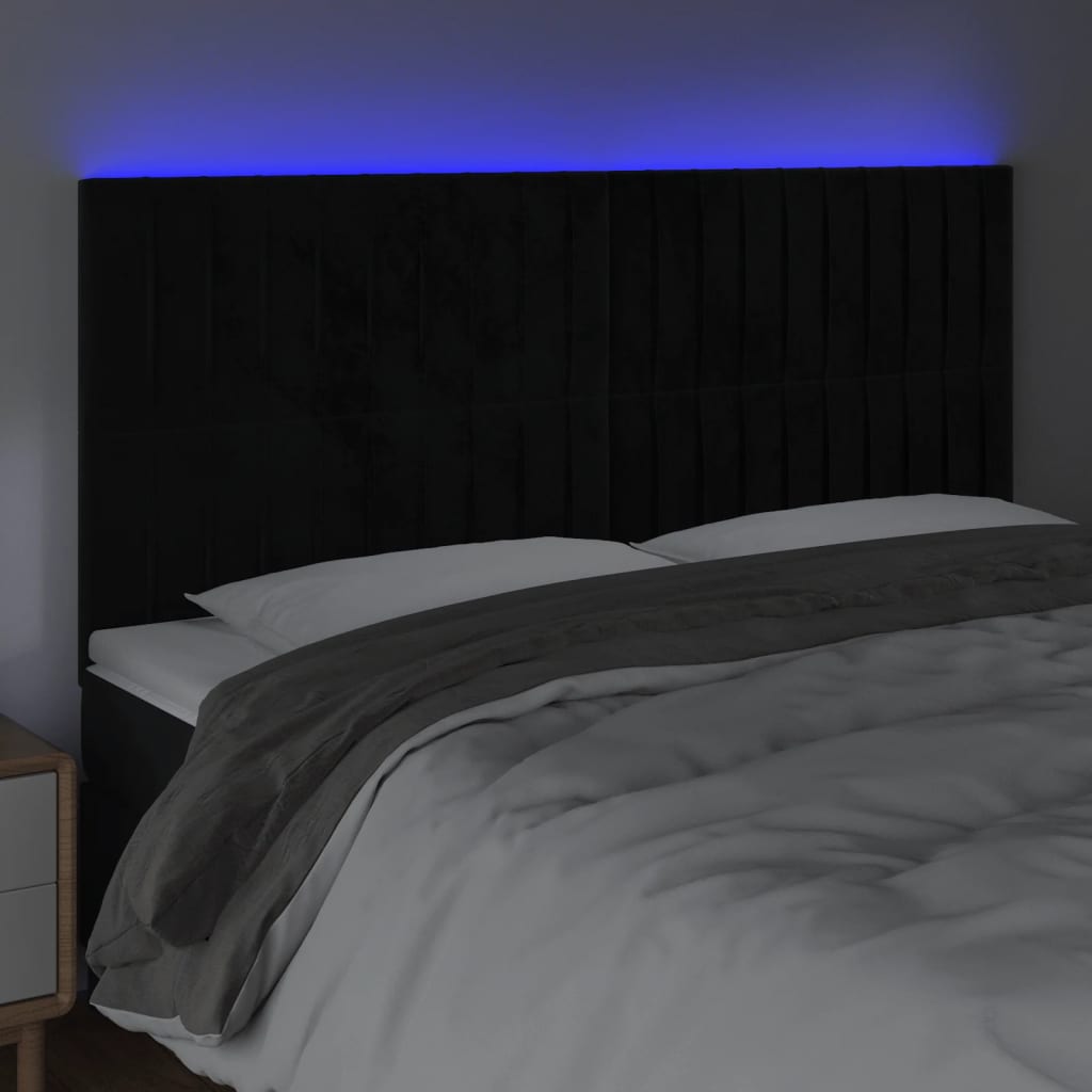 Thumbnail - vidaXL LED Kopfteil Schwarz 180x5x118/128 cm Samt