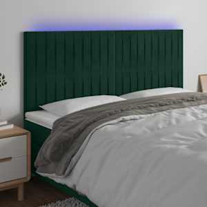 LED posteljno vzglavje temno zeleno 180x5x118/128 cm žamet