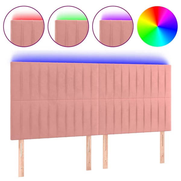 vidaXL LED-voodipeats, roosa, 180x5x118/128 cm, samet