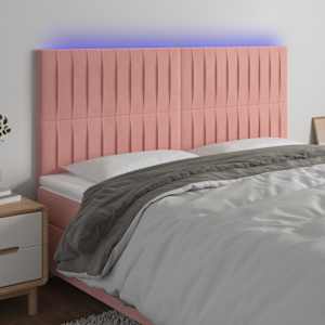 Čelo postele s LED růžové 180x5x118/128 cm samet - obrázek 1