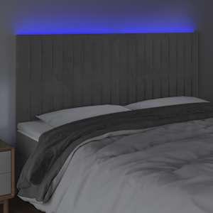 Čelo postele s LED světle šedé 200x5x118/128 cm samet - obrázek 3