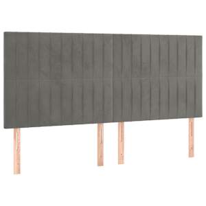 Čelo postele s LED světle šedé 200x5x118/128 cm samet - obrázek 4