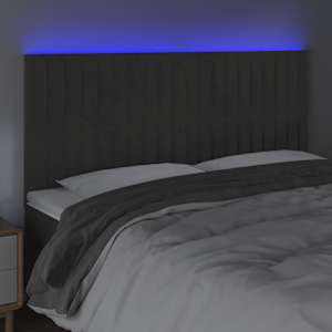 Čelo postele s LED tmavě šedé 200x5x118/128 cm samet - obrázek 3