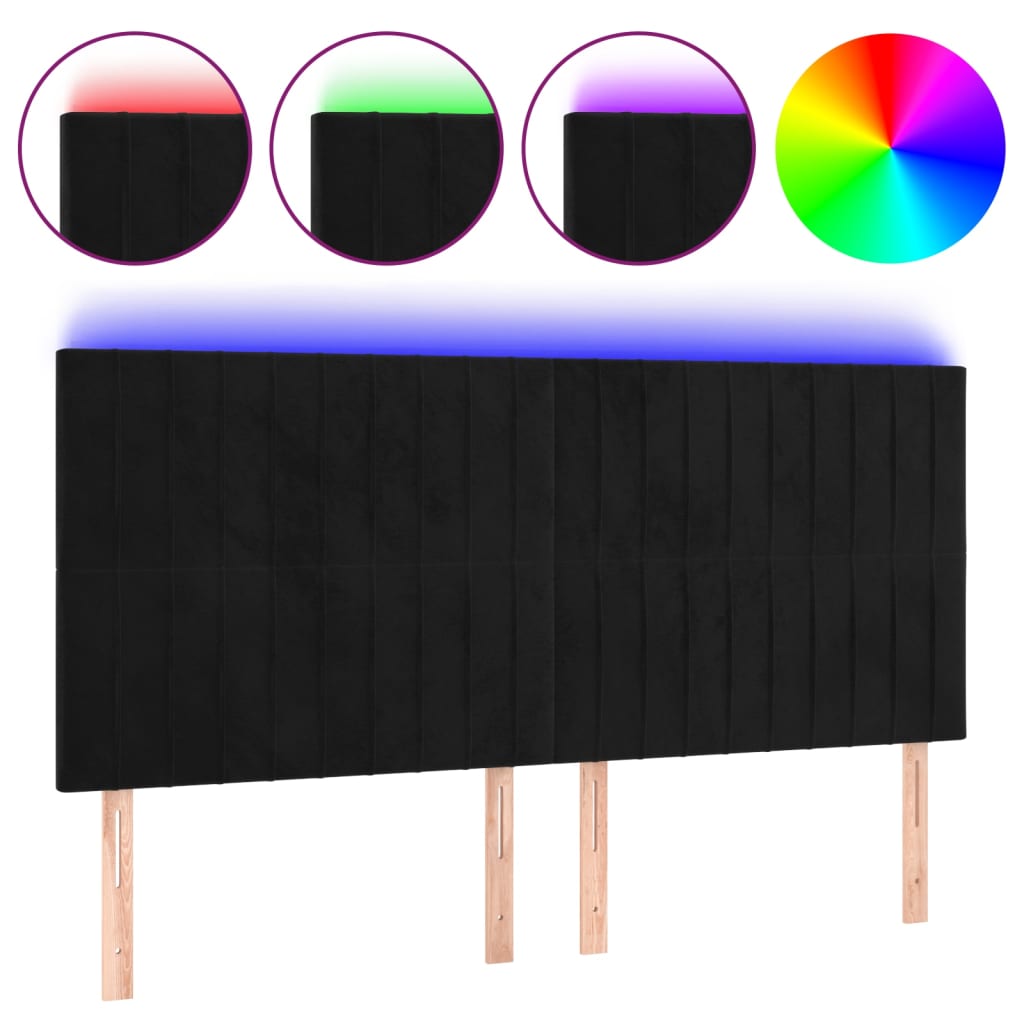 vidaXL Čelo postele s LED černé 200x5x118/128 cm samet