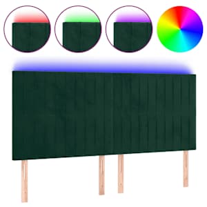 vidaXL LED-voodipeats, tumeroheline, 200x5x118/128 cm, samet