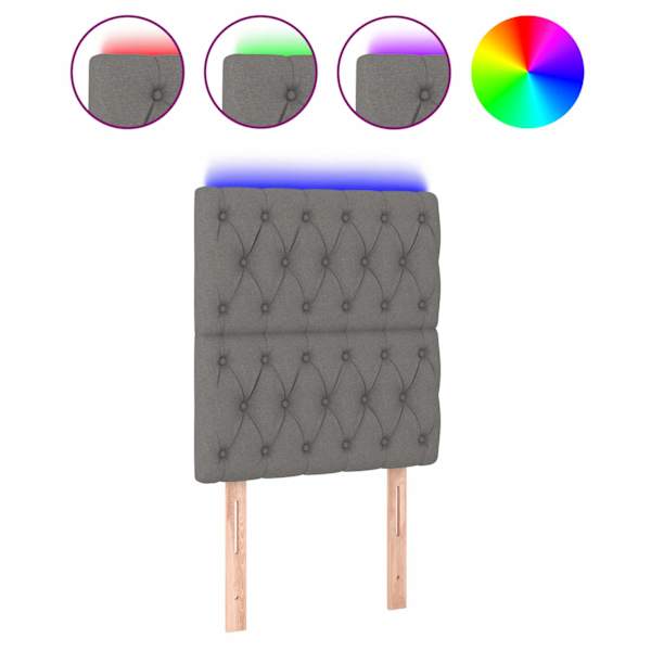 vidaXL LED-voodipeats, tumehall, 80x7x118/128 cm, kangas