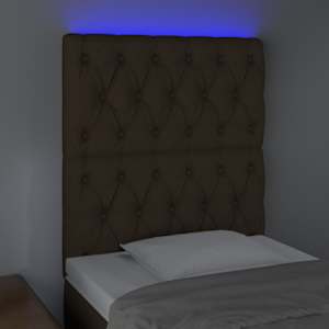 Čelo postele s LED tmavě hnědé 80x7x118/128 cm textil - obrázek 3